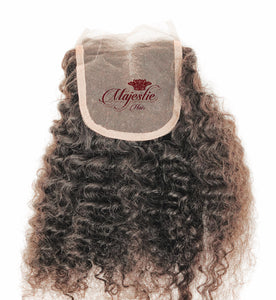 Natural Kinky Curly Lace Closure 4 by 4